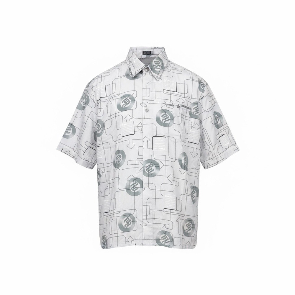 Rocawear Vintage‎ Y2K Mens White Graphic Print Short Sleeve Button Up Shirt XL
